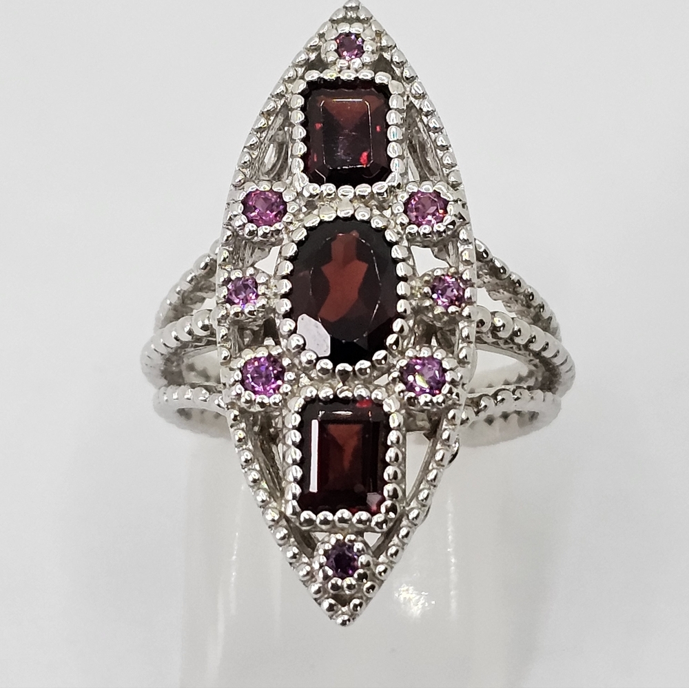Natural Rhodolite Garnet & Pink Sapphire Ring Size 7! - Picture 7 of 9